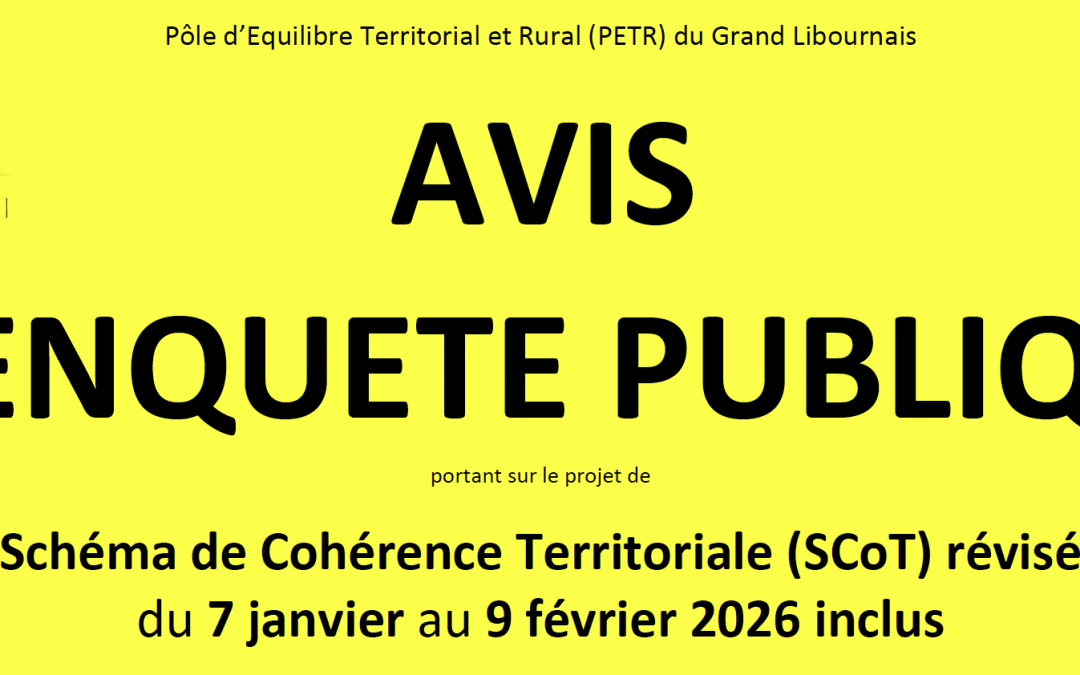 Avis d&rsquo;enquête publique – Schéma de Cohérence Territoriale